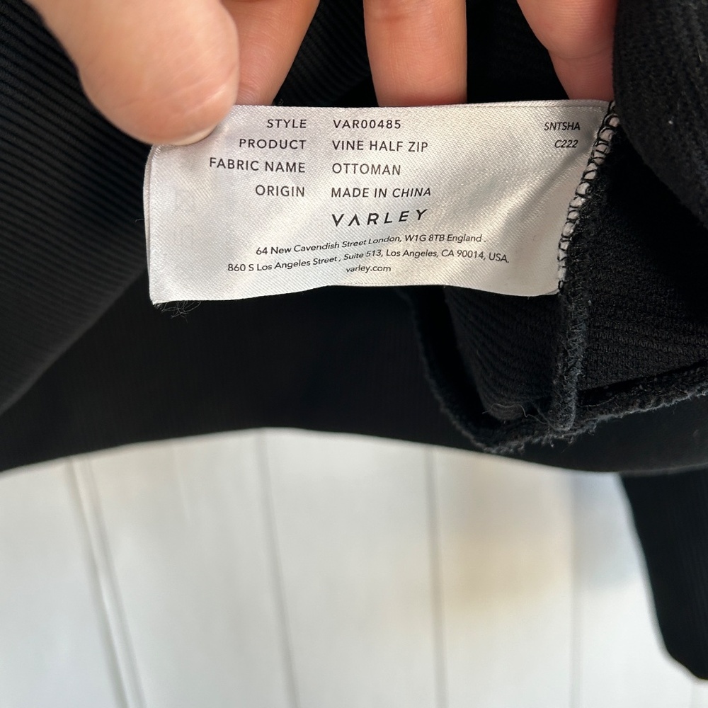 Varley women size S Vine half zip sweater black ottoman fabric ribbed athleisure - Picture 11 of 12